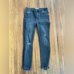 Free People Dark Charcoal Skinny Fringe Jeans Size 27